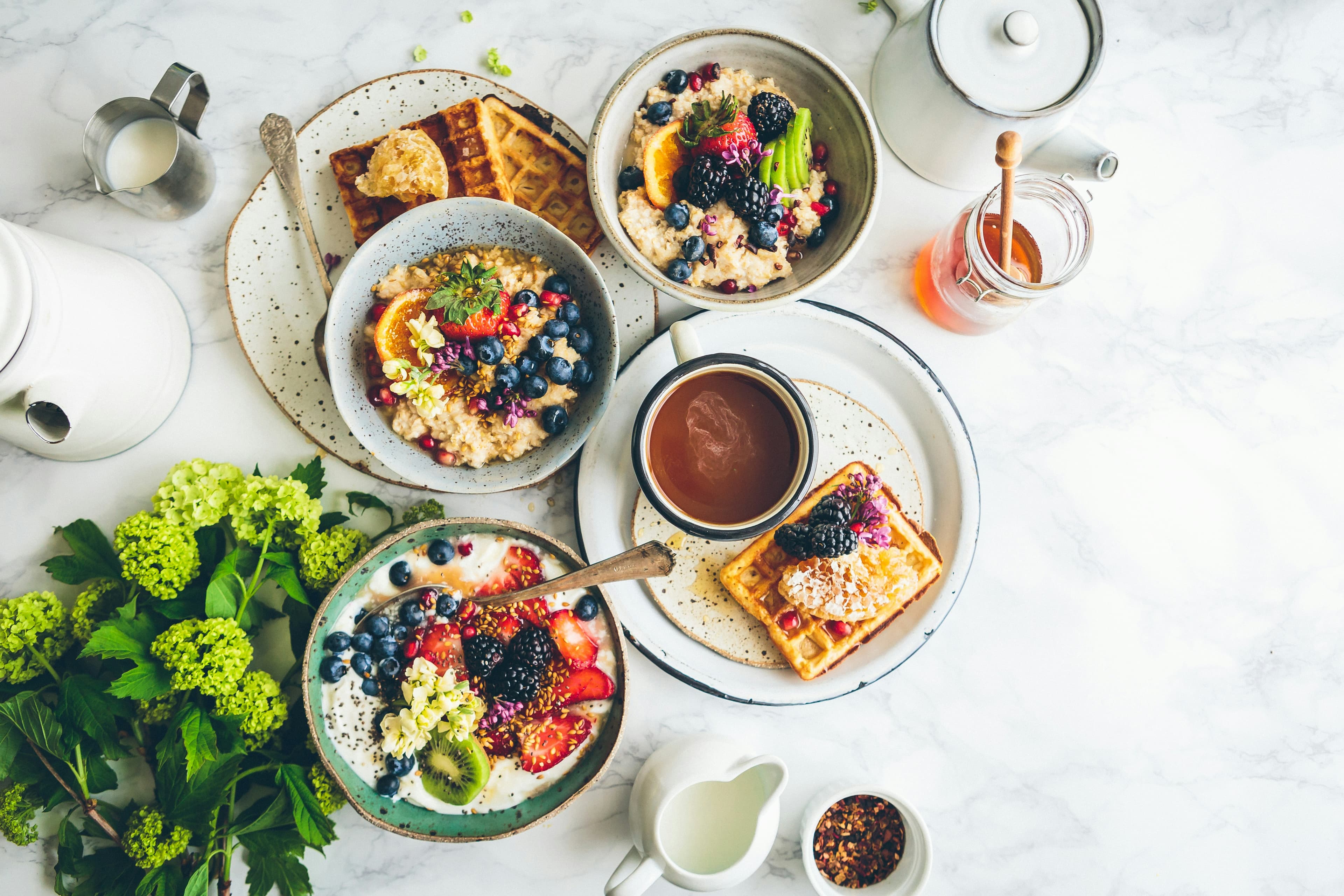 Colorful vegan food spread